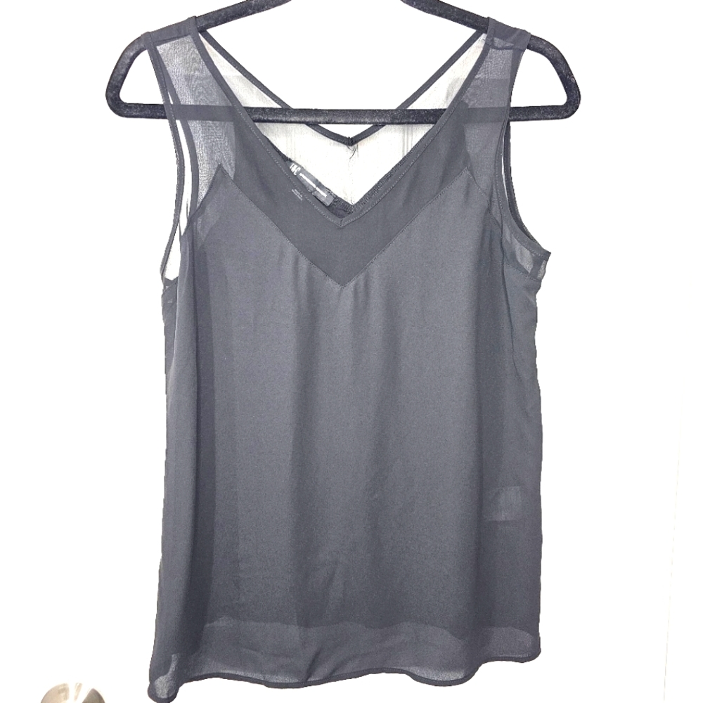INC International Concepts Size Small V Neck Black Blouse